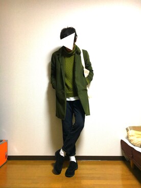 「RAGEBLUE（レイジブルー）の＜トレンドのロング丈＞ワッフルロングカットソー/733404（Tシャツ/カットソー）」を使った、Naokunさん（メンズ・178cm）の秋コーディネート