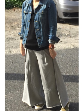 「BEAMS BOY（ビームスボーイ）の【予約】BEAMS BOY / レザー ワイドブレスレット（ブレスレット）」を使った、Hammyさん（レディース・163cm）の秋コーディネート