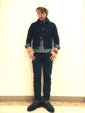「The Flat Head（ザ・フラットヘッド）のアイテム（ジャケット/アウター）」を使った、tamageeさん（メンズ・170cm）の冬コーディネート