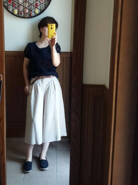 「Rubyrivet（ルビーリベット）のアイテム（トップス）」を使った、きよさん（レディース・149cm）の春コーディネート