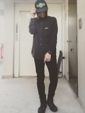 「CREATURE（クリーチャー）のアイテム」を使った、高原さん（メンズ・173cm）の秋コーディネート