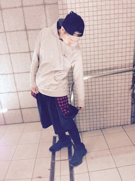 「RickOwens×adidas」｜「アイテム（キャップ）」を使った、Kazu Koikeさん（メンズ・176cm）の冬コーディネート