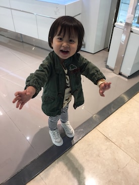 「Mini Rodini（ミニロディーニ）のアイテム（ワンピース/ドレス）」を使った、youthfullimiさん（キッズ・90cm）の春コーディネート