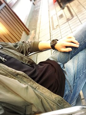 「Alpha Industries（アルファインダストリーズ）のアイテム（スタジャン）」を使った、Λさん（メンズ・170cm）の秋コーディネート