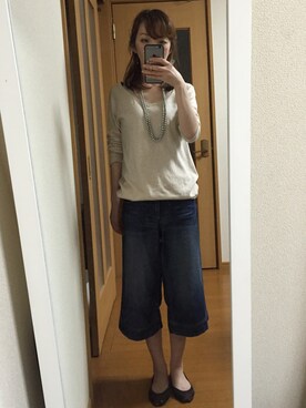 「アンティカのアイテム（Knitwear、ベージュ系）」を使った、フミヤさんの夏コーディネート