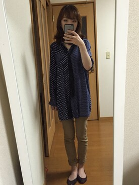 「おしゃれウォーカーのアイテム（Shirts、ブルー系）」を使った、フミヤさんの夏コーディネート