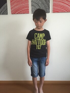 「アイテム（Tシャツ/カットソー）」を使った、フミヤさん（キッズ・130cm）の春コーディネート