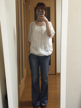 「OLIVE des OLIVE（オリーブデオリーブ）のアイテム（Shirts、ホワイト系）」を使った、フミヤさんの夏コーディネート
