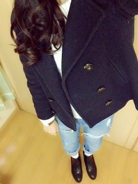 「Pコート」｜「アイテム（腕時計）」を使った、manaさん（レディース・160cm）の冬コーディネート