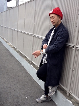 「赤ニット帽」｜takeさん（メンズ・170cm）の秋コーディネート