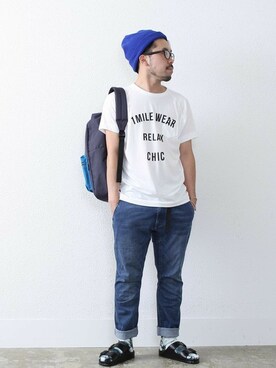 「coenスタッフスタイリング」｜「アイテム（ニットキャップ/ビーニー）」を使った、リッキー ほそださん（メンズ・162cm）の夏コーディネート