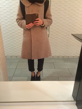 「黒リュック」｜「アイテム（ブーティ）」を使った、ユカさん（レディース・158cm）の冬コーディネート