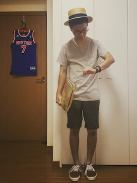 「秋先取りコーデ」｜「アイテム（クラッチバッグ）」を使った、KEEXさん（メンズ・163cm）の夏コーディネート