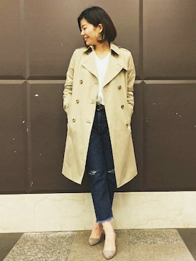「journal standard L'essage（ジャーナルスタンダードレサージュ）のアイテム（トレンチコート）」を使った、journal standard L'essage 銀座店 KANAEさん（レディース・160cm）の冬コーディネート