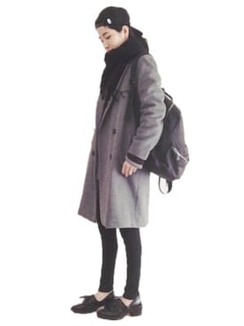 「mode」｜「アイテム（チェスターコート）」を使った、Hitominさん（レディース・166cm）の冬コーディネート