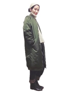 「Aco Design（アコデザイン）のアイテム（パンツ）」を使った、Hitominさん（レディース・166cm）の冬コーディネート