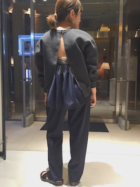 「CELINE」｜「アイテム（スウェット）」を使った、Satoko Takeshitaさん（レディース・155cm）の春コーディネート