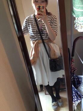 「ホワイトスカート（スカート、ホワイト系）」を使った、かじさん（レディース・157cm）の夏コーディネート