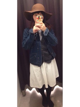 「ホワイトスカート（スカート、ホワイト系）」を使った、かじさん（レディース・157cm）の冬コーディネート