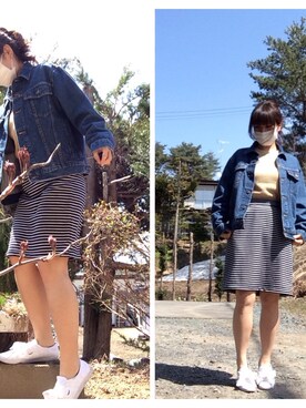 「デニム ジャケット」｜「アイテム（腕時計）」を使った、mai1125さん（レディース・157cm）の春コーディネート
