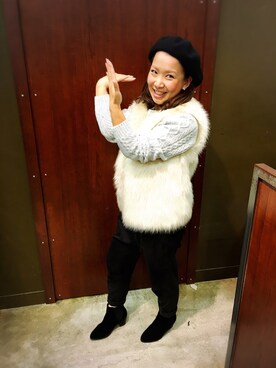 「フユコーデ」｜「アイテム（ハンチング/ベレー帽）」を使った、ERIKOさん（レディース・154cm）の冬コーディネート