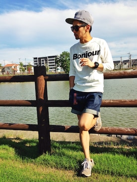 「Champion（チャンピオン）のアイテム（その他）」を使った、YUSUKE5さん（メンズ・165cm）の夏コーディネート