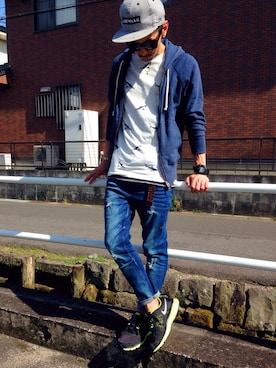 「白T×デニム」｜YUSUKE5さん（メンズ・165cm）の春コーディネート