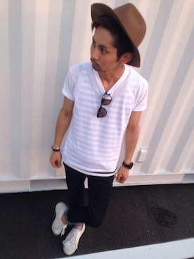 「Another Edition（アナザーエディション）のアイテム（帽子）」を使った、YUSUKE5さん（メンズ・165cm）の夏コーディネート
