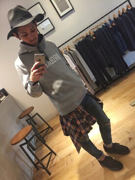 「MOUSSY（マウジー）のアイテム（帽子）」を使った、YUSUKE5さん（メンズ・165cm）の秋コーディネート