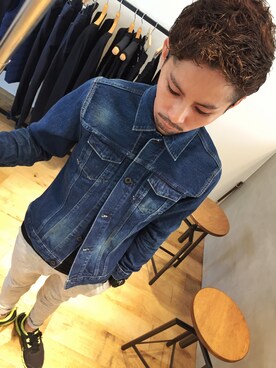 「EDIFICE（エディフィス）のアイテム（デニムジャケット）」を使った、YUSUKE5さん（メンズ・165cm）の秋コーディネート
