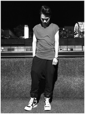 「RICK OWENS」｜「アイテム（その他シューズ）」を使った、darkさん（メンズ・176cm）の秋コーディネート