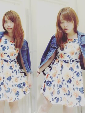「FREE'S MART（フリーズマート）のアイテム（デニムジャケット）」を使った、愛原まなさん（レディース・163cm）の秋コーディネート