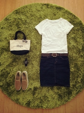 「シップス」｜「アイテム（アナログ腕時計）」を使った、satoさん（レディース・154cm）の夏コーディネート