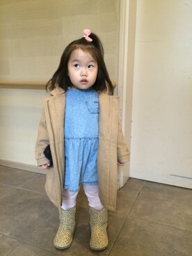 「GAP（ギャップ）のアイテム（ダッフルコート）」を使った、ミサキングさん（キッズ・90cm）の秋コーディネート