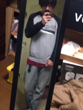 「WEGO（ウィゴー）のWEGO/メランジニットソー（ニット/セーター、レッド系）」を使った、よこちゃんさん（メンズ・172cm）の冬コーディネート