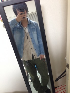 「bizzarroのbizzarroのエンジニアブーツ（その他シューズ、ベージュ系）」を使った、よこちゃんさん（メンズ・172cm）の春コーディネート