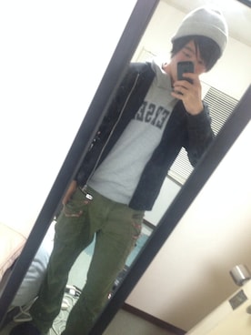 「WEGO（ウィゴー）のWEGO/スタンダードMA-1（ミリタリージャケット、ブラック系）」を使った、よこちゃんさん（メンズ・172cm）の春コーディネート