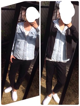 「WEGO（ウィゴー）のWEGO/スタンダードMA-1（ミリタリージャケット、ブラック系）」を使った、よこちゃんさん（メンズ・172cm）の春コーディネート