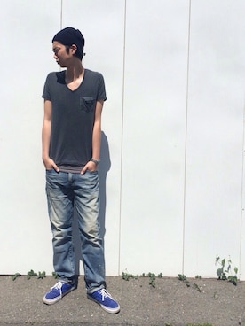 「VANQUISH」｜「アイテム（ニットキャップ/ビーニー）」を使った、SY さん（メンズ・187cm）の春コーディネート