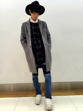 「オールスター」｜「アイテム（チェスターコート）」を使った、yyさん（メンズ・169cm）の秋コーディネート