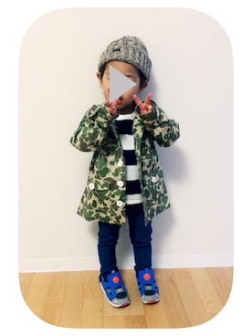 「ボーダーTシャツ」｜sungirlさん（キッズ・90cm）の春コーディネート