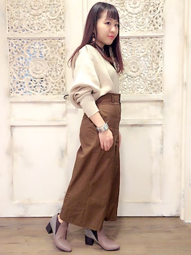 「ゆるニット」｜「アイテム（ブーティ）」を使った、JELLYBEANSさん（レディース・155cm）の秋コーディネート