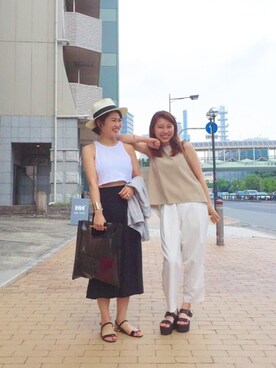 「Ray BEAMS（レイビームス）のRay BEAMS / 中折れ HAT（ハット）」を使った、aさん（レディース・160cm）の夏コーディネート