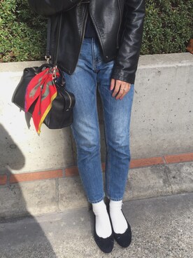 「テーパードデニム」｜aさん（レディース・160cm）の春コーディネート