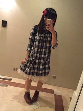 「黒リュック」｜「アイテム（シャツワンピース）」を使った、おぎまいさん（レディース・160cm）の夏コーディネート