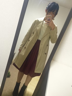 「アップヘア」｜「アイテム（ジャケット/アウター）」を使った、おぎまいさん（レディース・160cm）の秋コーディネート
