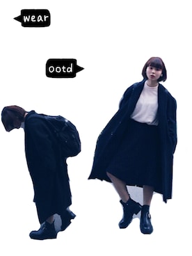 「COMME CA DU MODE（コムサデモード）のアイテム（チェスターコート）」を使った、中井 美里さん（レディース・160cm）の冬コーディネート