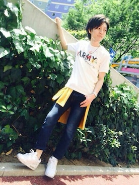 「TYPE BLUE（タイプブルー）のアイテム（Tシャツ/カットソー）」を使った、νｰmasaさん（メンズ・174cm）の春コーディネート