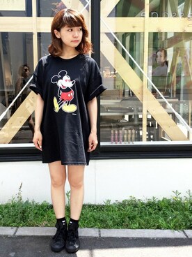 JAM HOME MADE 東京店｜Rie Inoue使用「JAM HOME MADE（【ミッキー】アイコンダイヤモンドピアスK10YG/Disney（ディズニー））」的時尚穿搭
