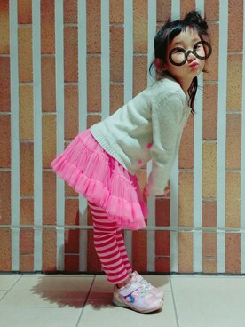「前髪ぱっつん」｜noeさん（キッズ・100cm）の冬コーディネート